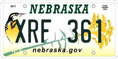 NE license plate XRF361