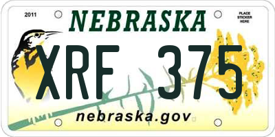 NE license plate XRF375