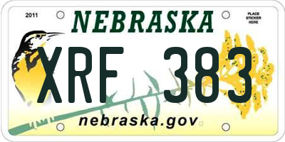 NE license plate XRF383