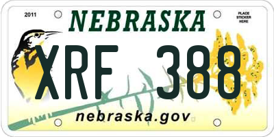 NE license plate XRF388