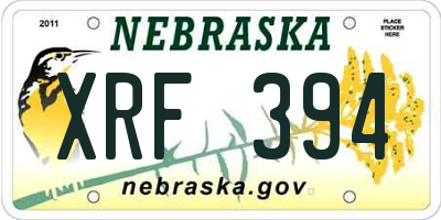 NE license plate XRF394