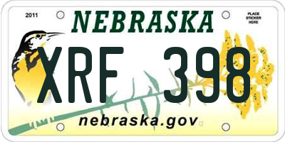 NE license plate XRF398