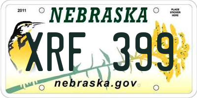 NE license plate XRF399