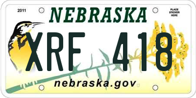 NE license plate XRF418