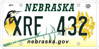 NE license plate XRF432