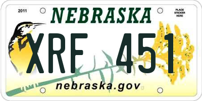 NE license plate XRF451