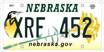 NE license plate XRF452