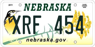 NE license plate XRF454