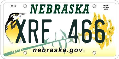 NE license plate XRF466