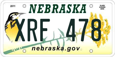 NE license plate XRF478