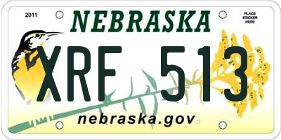 NE license plate XRF513