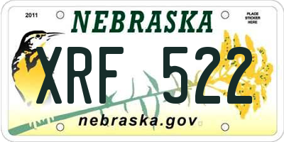 NE license plate XRF522