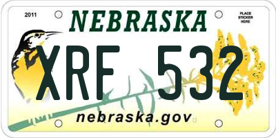 NE license plate XRF532