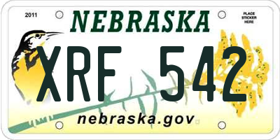 NE license plate XRF542