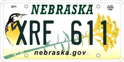 NE license plate XRF611