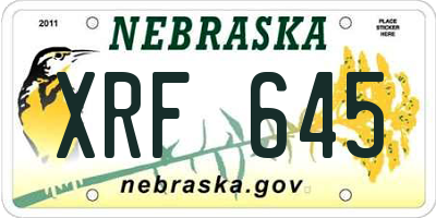 NE license plate XRF645