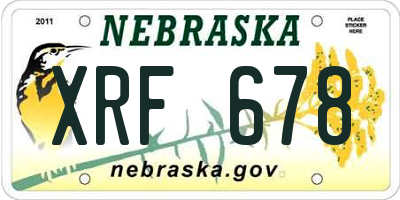 NE license plate XRF678