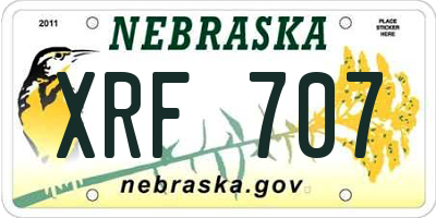 NE license plate XRF707