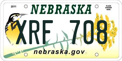 NE license plate XRF708