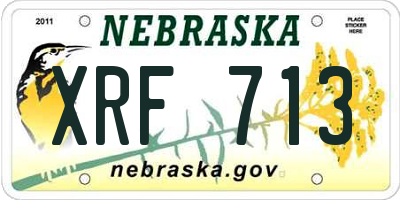 NE license plate XRF713