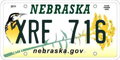 NE license plate XRF716