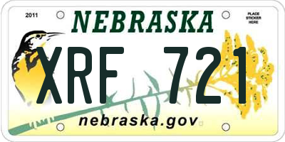 NE license plate XRF721