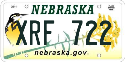 NE license plate XRF722