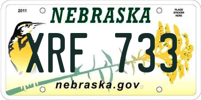 NE license plate XRF733