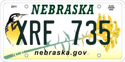 NE license plate XRF735