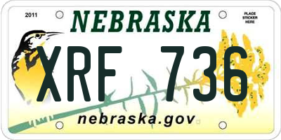 NE license plate XRF736