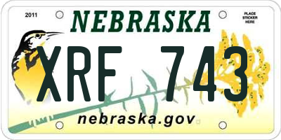 NE license plate XRF743
