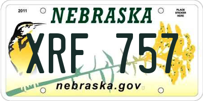 NE license plate XRF757