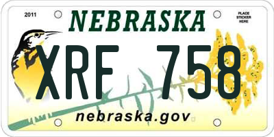 NE license plate XRF758