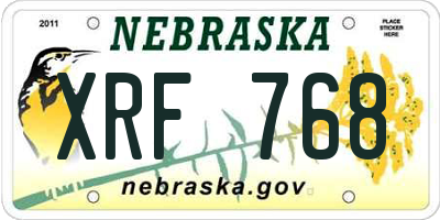 NE license plate XRF768