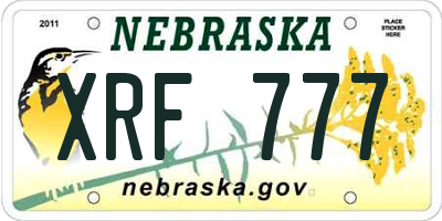 NE license plate XRF777