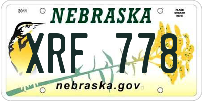 NE license plate XRF778