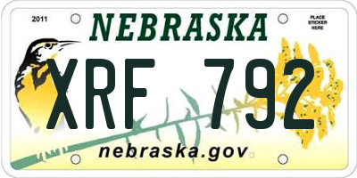 NE license plate XRF792
