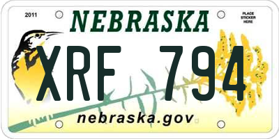 NE license plate XRF794