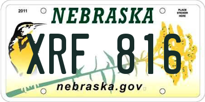 NE license plate XRF816