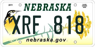 NE license plate XRF818