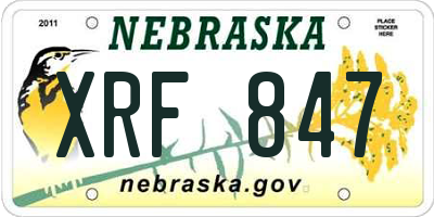 NE license plate XRF847