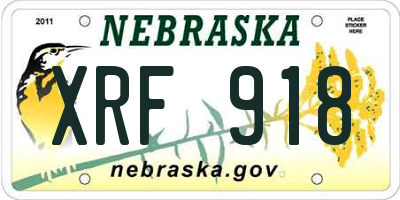 NE license plate XRF918