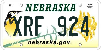 NE license plate XRF924
