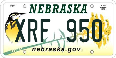 NE license plate XRF950