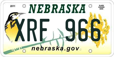 NE license plate XRF966