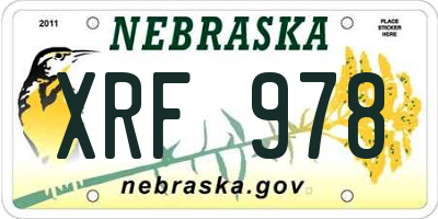 NE license plate XRF978