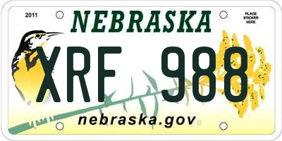 NE license plate XRF988