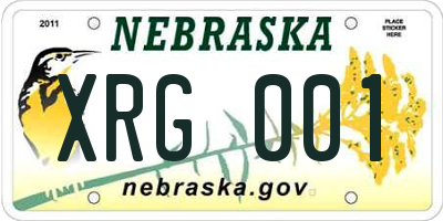 NE license plate XRG001