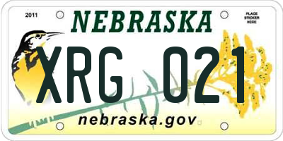 NE license plate XRG021