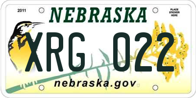 NE license plate XRG022